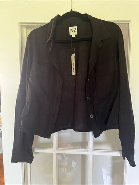 NIC+ZOE Black Button-Front Lightweight Jacket